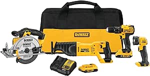 Dewalt 20V Cordless Power Tool Set with 2 Batteries and Charger