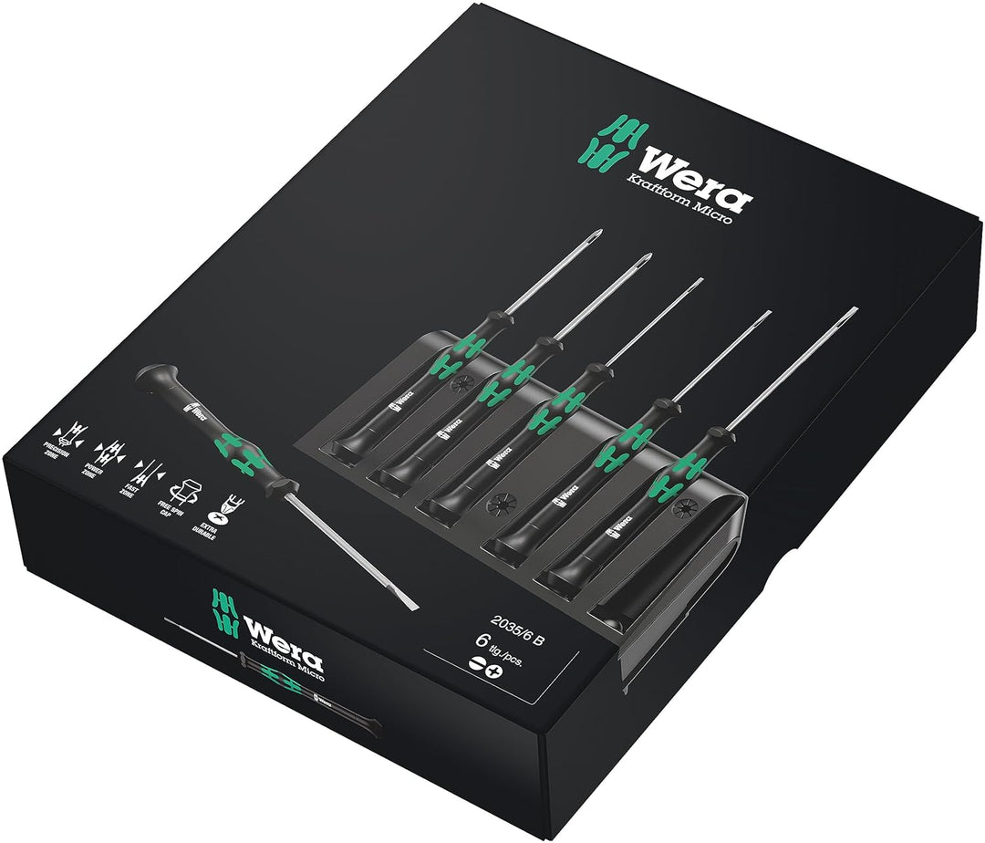 Wera Kraftform 2035/6 Set of 6 electronic screwdrivers with slot and stand