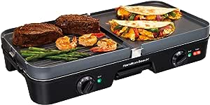 Hamilton Beach 3-in-1 Electric Indoor Grill with 2 Cooking Zones - Black