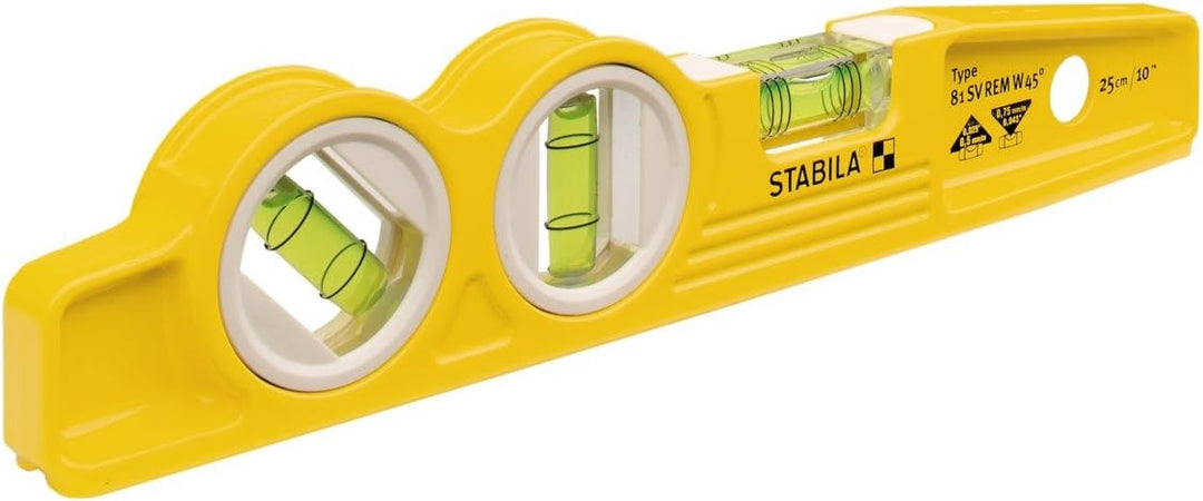 Stabila 25245 Die Cast Magnetic Torpedo with 45 Degree Vial and V-Groom Frame - Yellow
