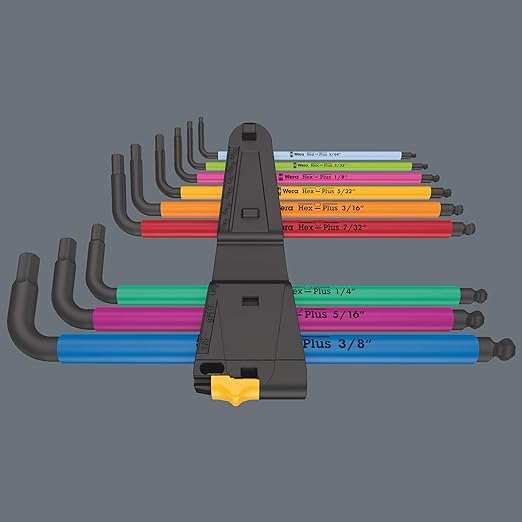 Jeu de 2 clés en L impériales multicolores Wera 950/9 Hex-Plus - 9 pièces