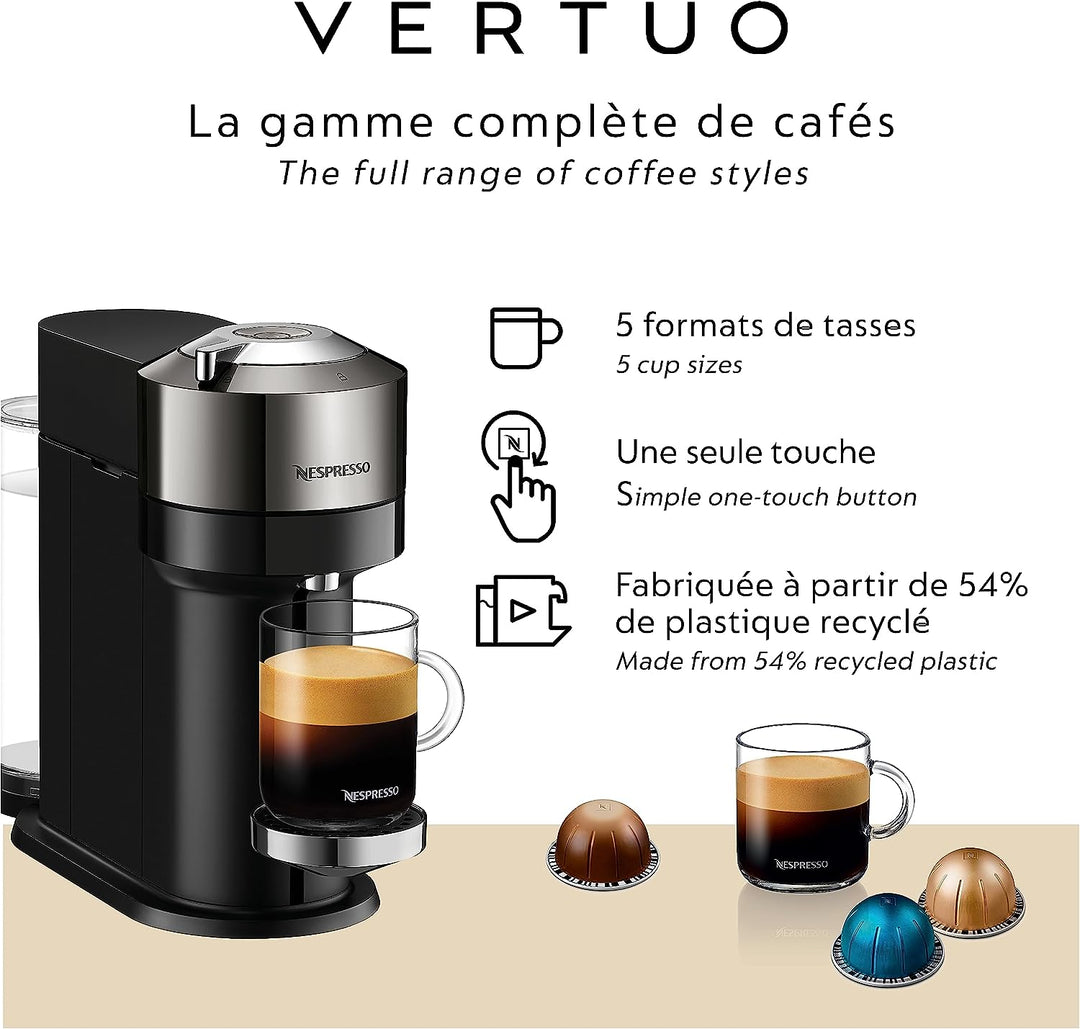 Nespresso Vertuo Next Premium Coffee and Espresso Machine by Breville - Dark Chrome