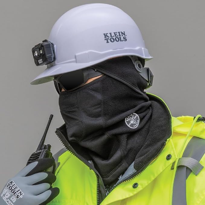 Klein Tools Warm Breathable Fleece Wind Proof Hinged Balaclava Face Mask - Black