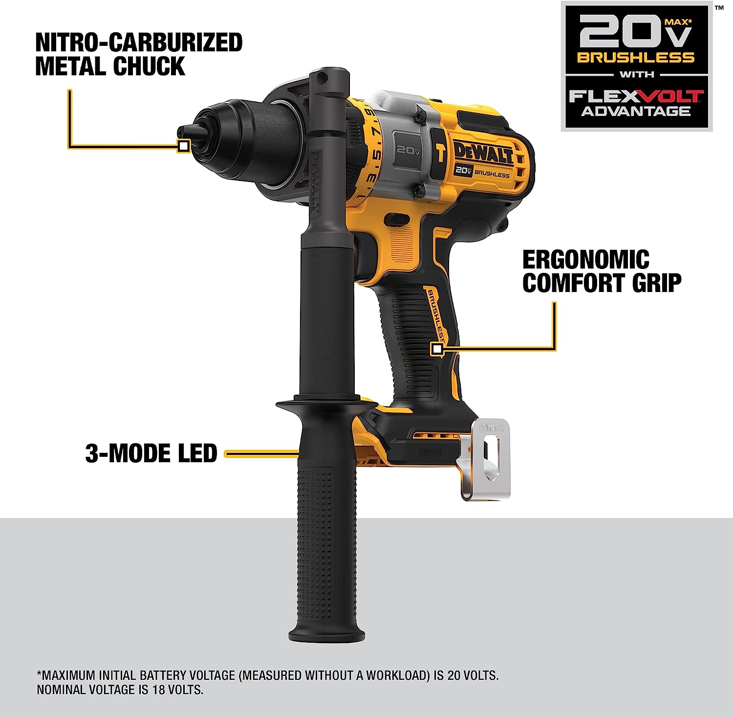 Perceuse à percussion Dewalt Flexvolt-Advantage 20 V MAX*, sans fil, 1/2 pouce