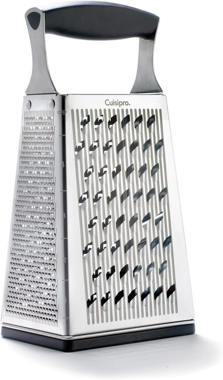 Cuisipro Stainless Steel 4-Sided Grater with Engraved Hollows - Silver