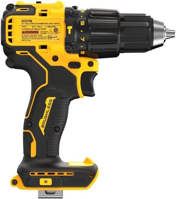 Dewalt 20V Max Brushless 1/2" Compact Cordless Hammer Drill with Ratcheting Chuck - Outil seul