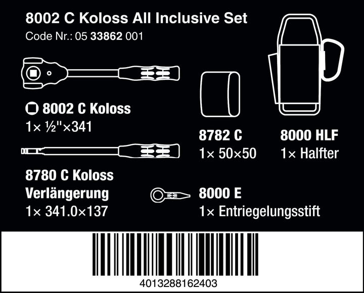 Wera 8002 C KOLOSS 1/2" All Inclusive Set SB Drive Accessory