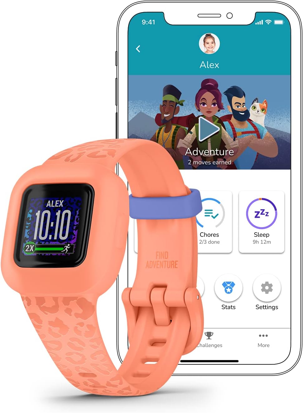 Garmin Vivofit Jr 3 Fitness Tracker for Kids - Peach Leopard