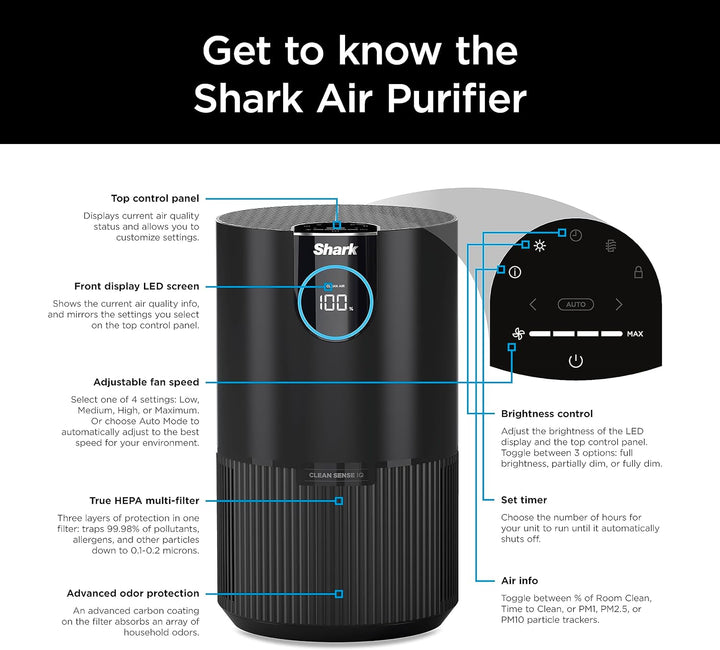 Shark Air Purifier with Nanoseal HEPA Filter & Odour Lock - Black  - Canadian Version