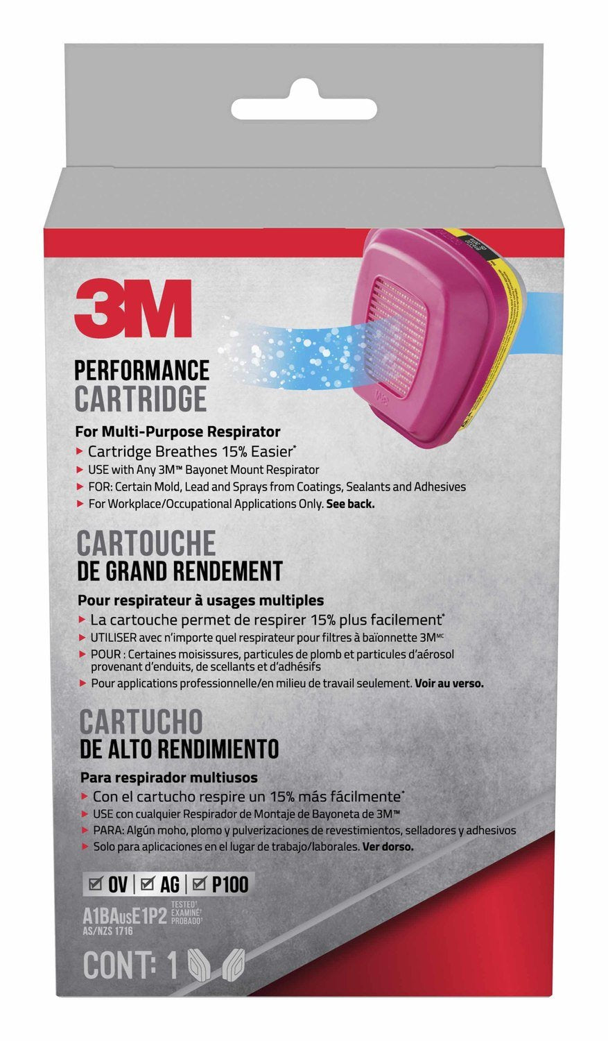 Respirateur à cartouches de remplacement pour vapeurs et gaz acides 3M