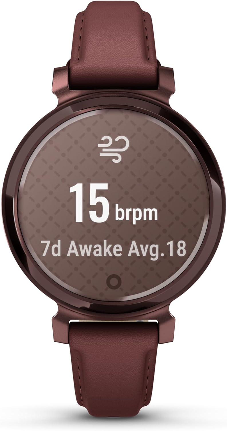Garmin Lily Smartwatch with Leather Band - Dark Bronze