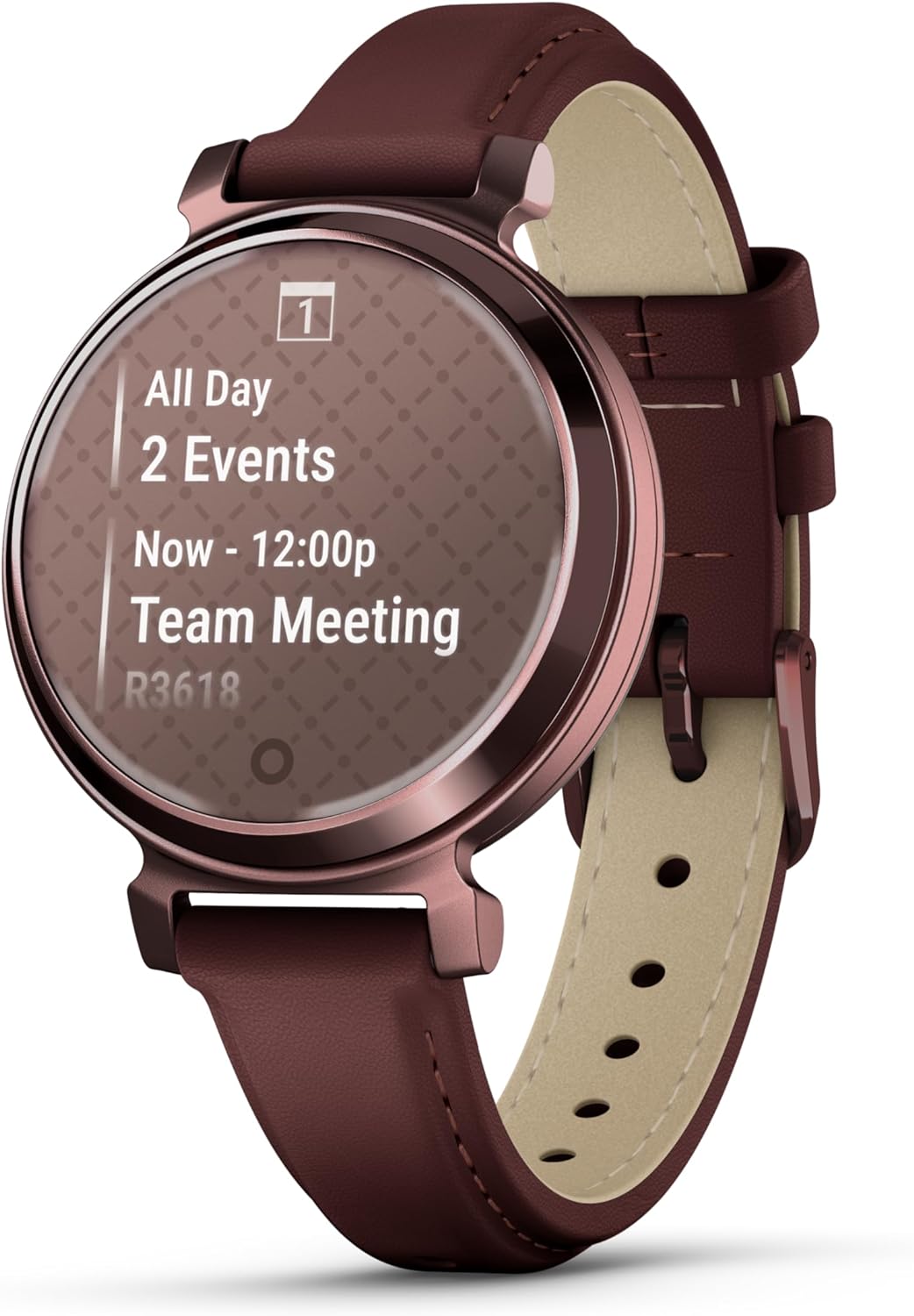 Garmin Lily Smartwatch with Leather Band - Dark Bronze