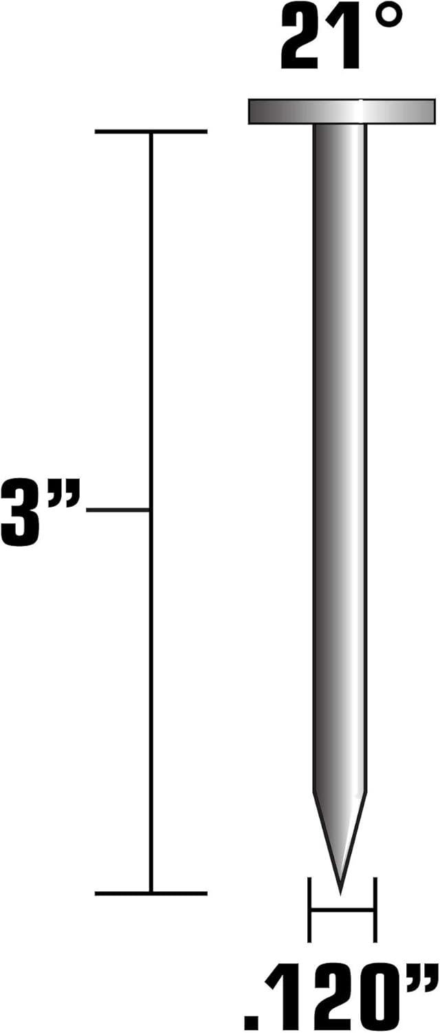 Metabo HPT Framing Nails Full Round Head 3" x .120 - 21 Degree - Smooth Shank Bright Basic - 4000 Count