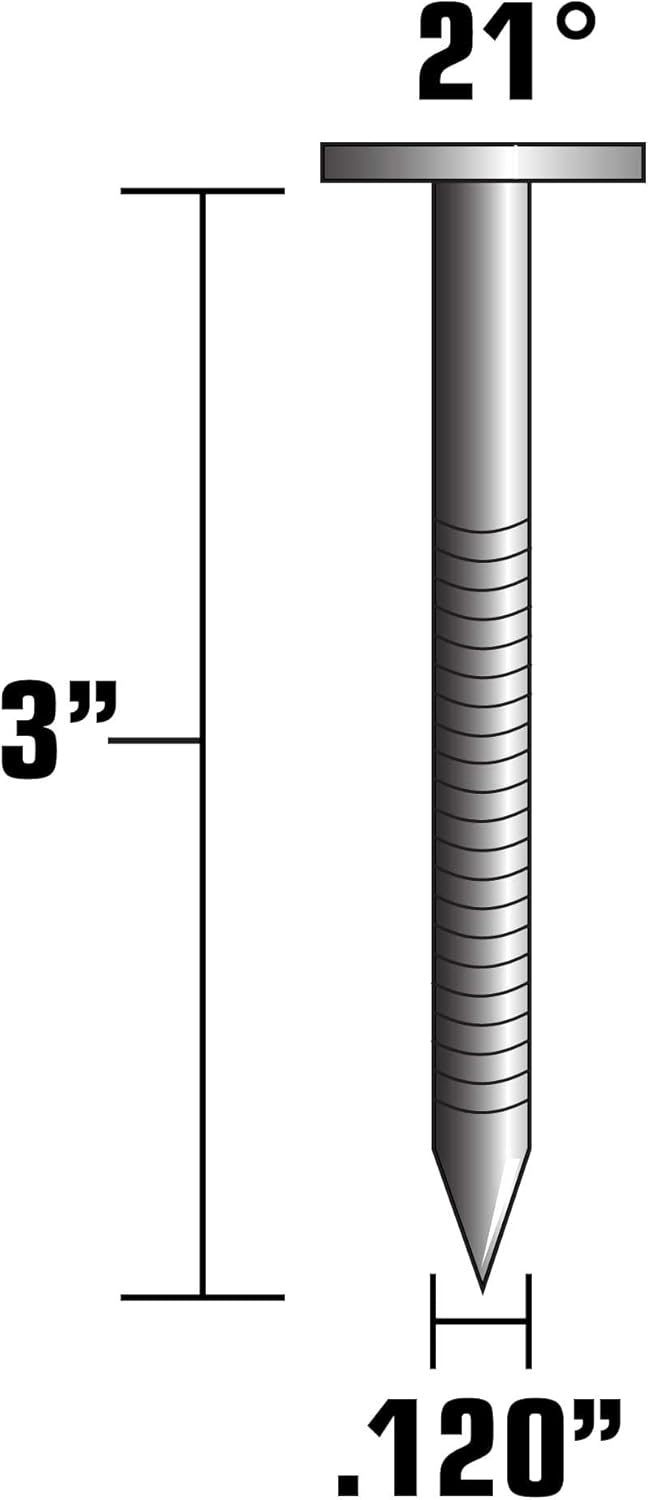 Metabo HPT 3" x .120 Clous à tête ronde en acier inoxydable pour charpente - 1000 pièces