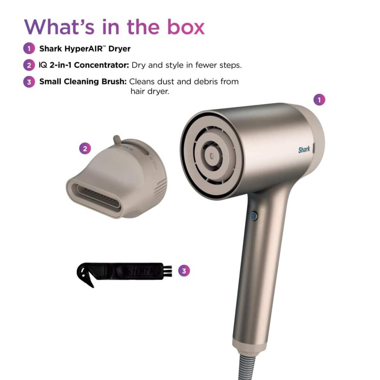Shark HD102C Hyper AIR Hair Dryer with IQ 2 in 1 Concentrator