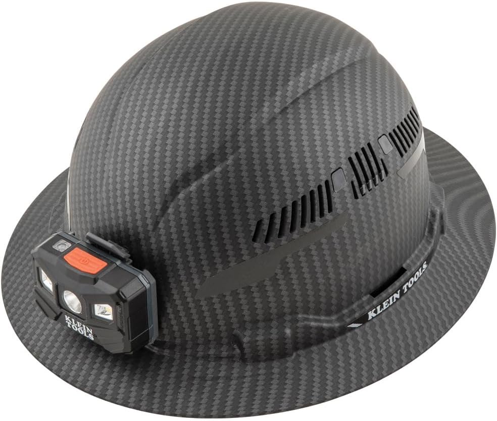 Klein Tools Class C Hard Hat with Padded Sweat-Wicking Sweatband & Rechargeable Lamp