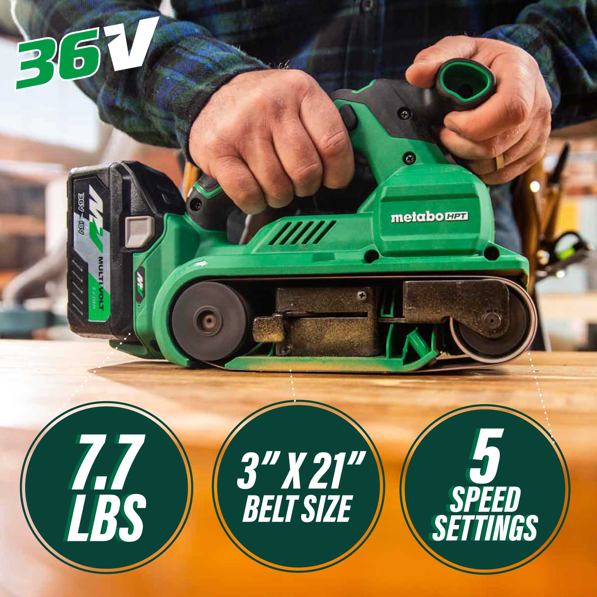 Metabo HPT 36V MultiVoltv Ponceuse à bande sans fil - Outil seul