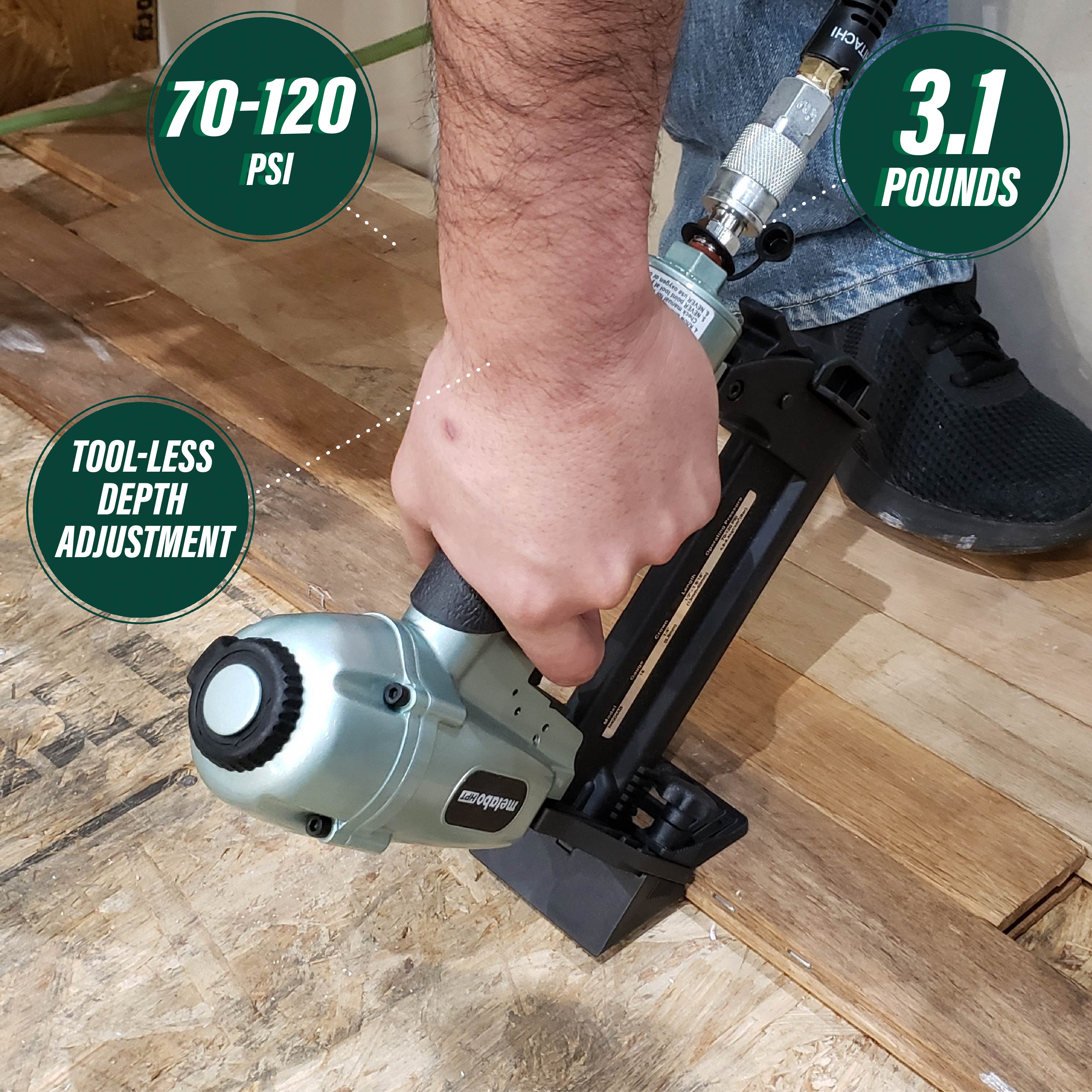 Metabo HPT Agrafeuse pneumatique pour parquet, calibre 18 - agrafes à couronne 1/4