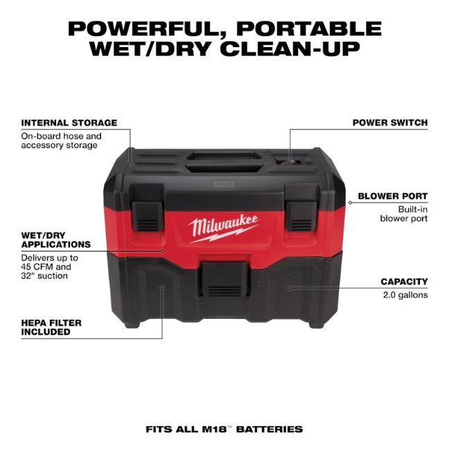 Milwaukee 18V Cordless Wet & Dry Vacuum