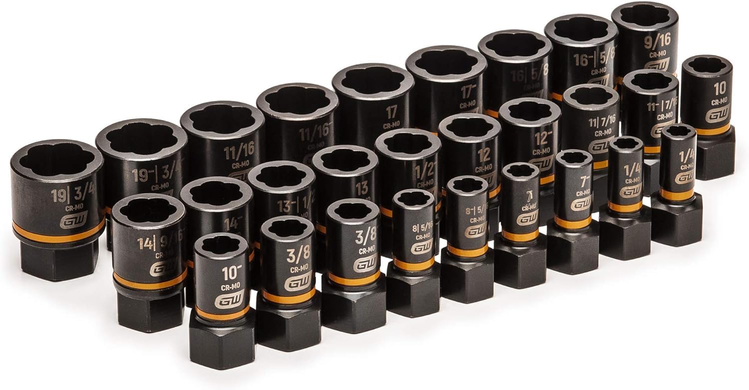 Gearwrench - Jeu de douilles d'extraction à chocs pour boulons 1/4" et 3/8" - 28 pièces