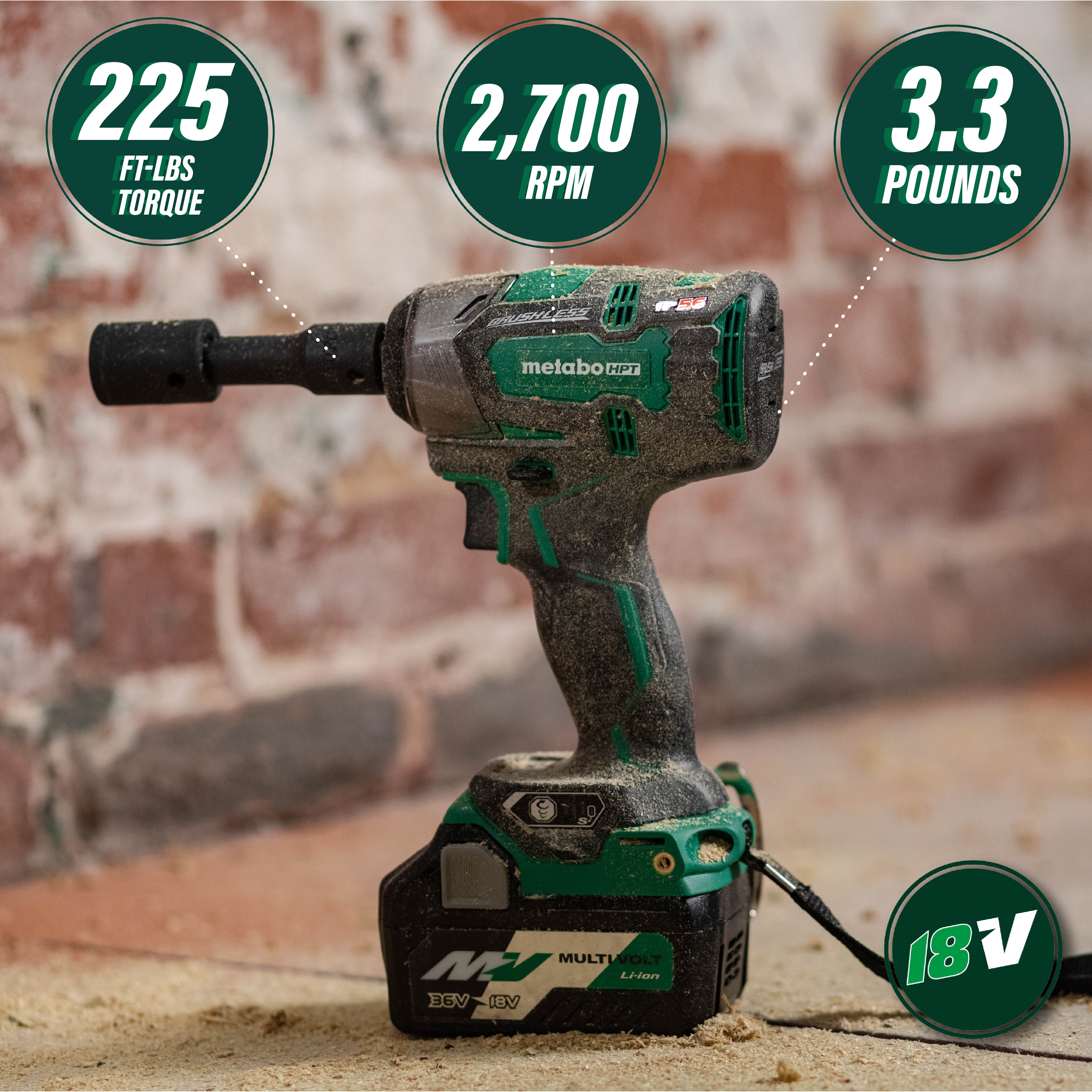 Metabo HPT 18V 1/2" vitesse variable sans balais Clé à chocs sans fil