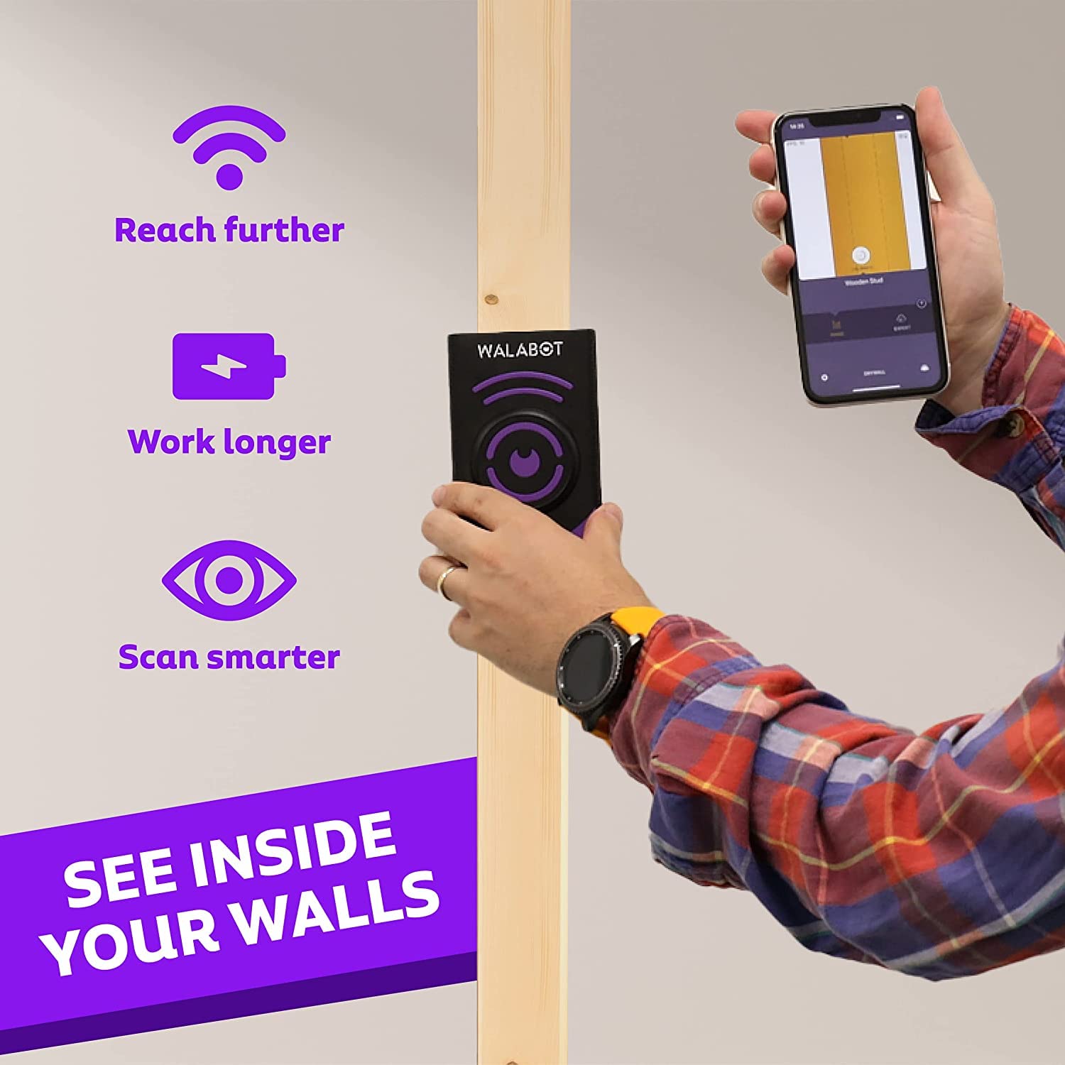 Walabot Diy 2 Advanced Stud Finder & Wall Scanner pour Smartphones Android & iOS