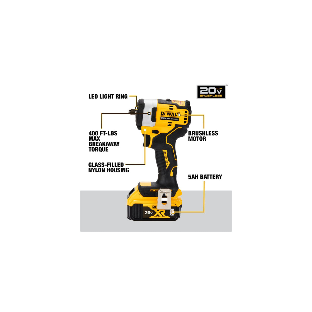 Dewalt 20V Max 3/8" Cordless Impact Wrench Kit