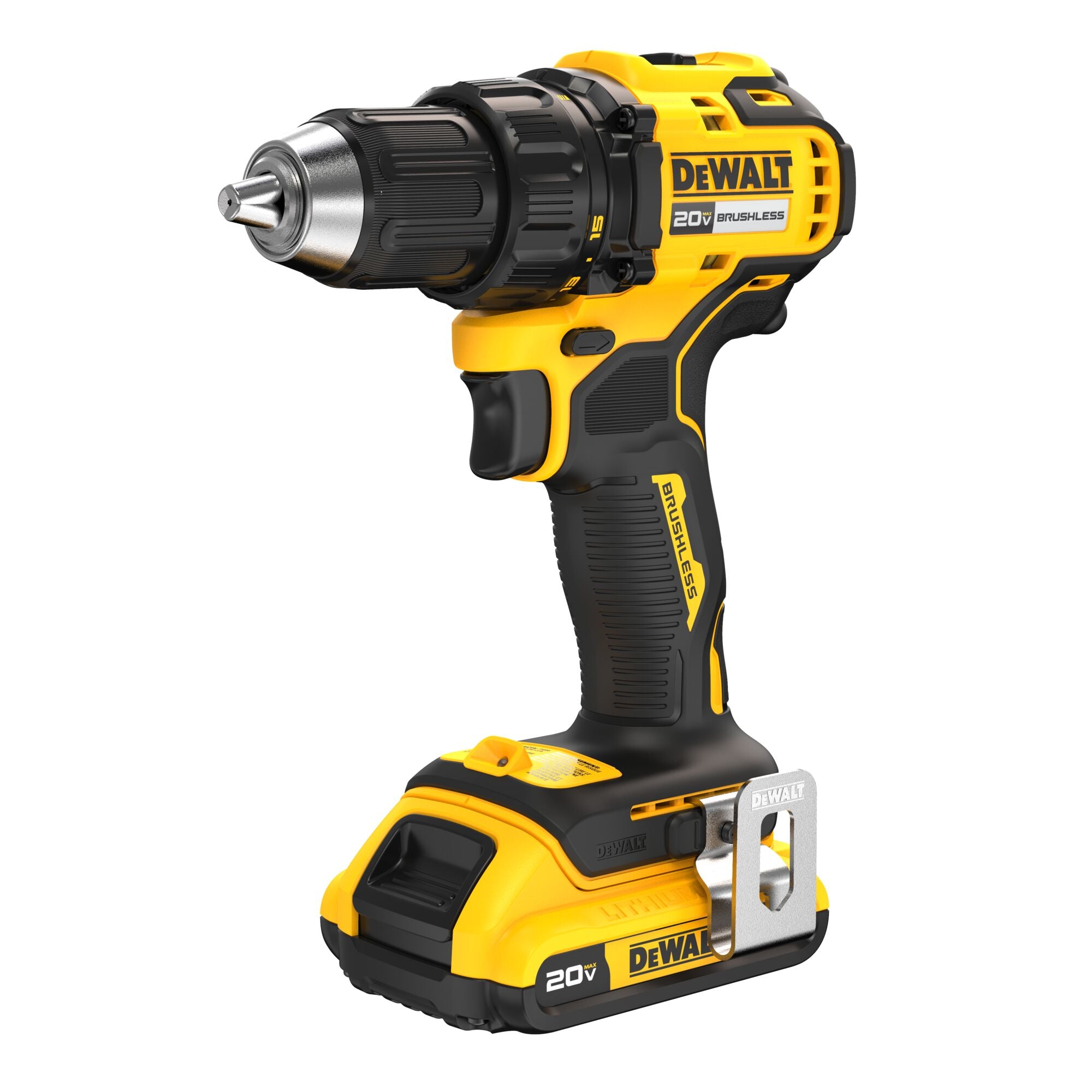 Dewalt 20V Max 1/2" Led Brushless Cordless Compact Drill Driver Kit with Ratcheting Chuck
