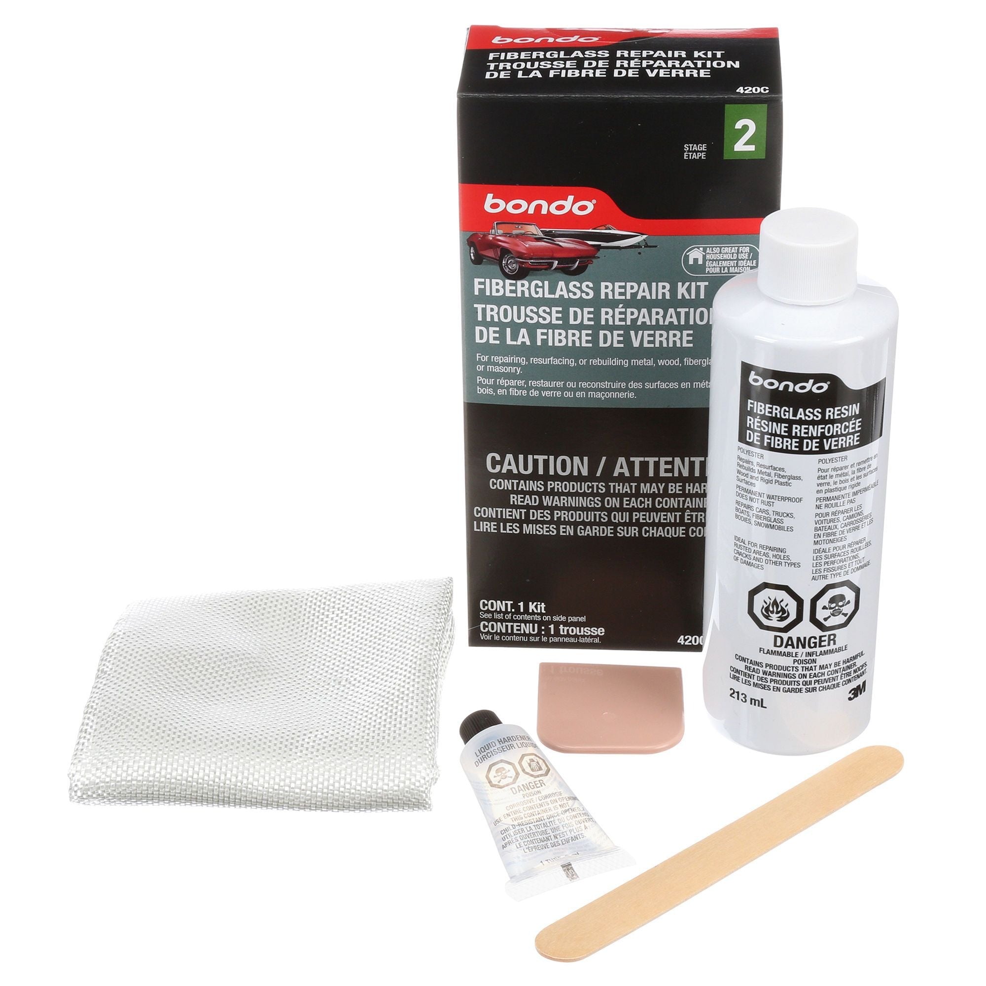 Kit de réparation Bondo en résine de fibre de verre - 420C