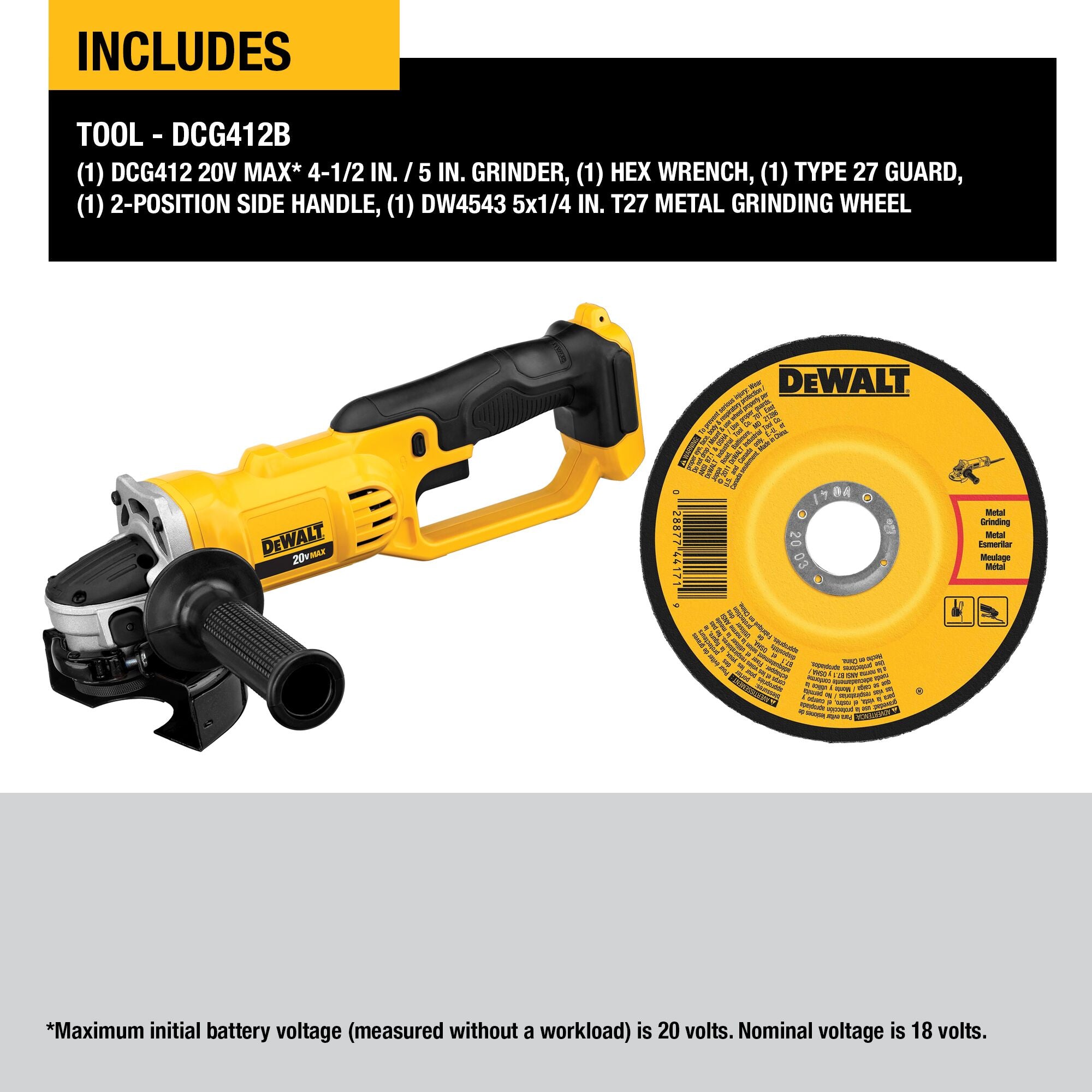 Dewalt 20V MAX Angle Grinder Tool 4-1/2 Inch - Outil seul