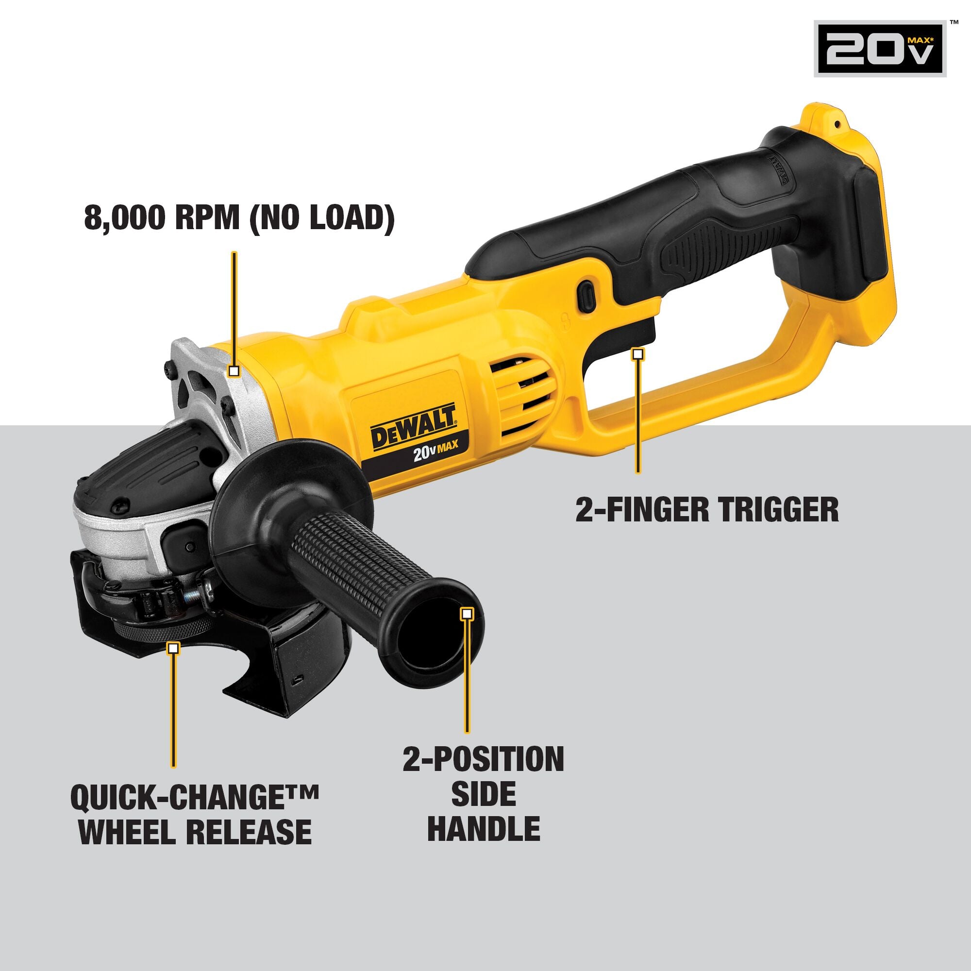 Dewalt 20V MAX Angle Grinder Tool 4-1/2 Inch - Outil seul