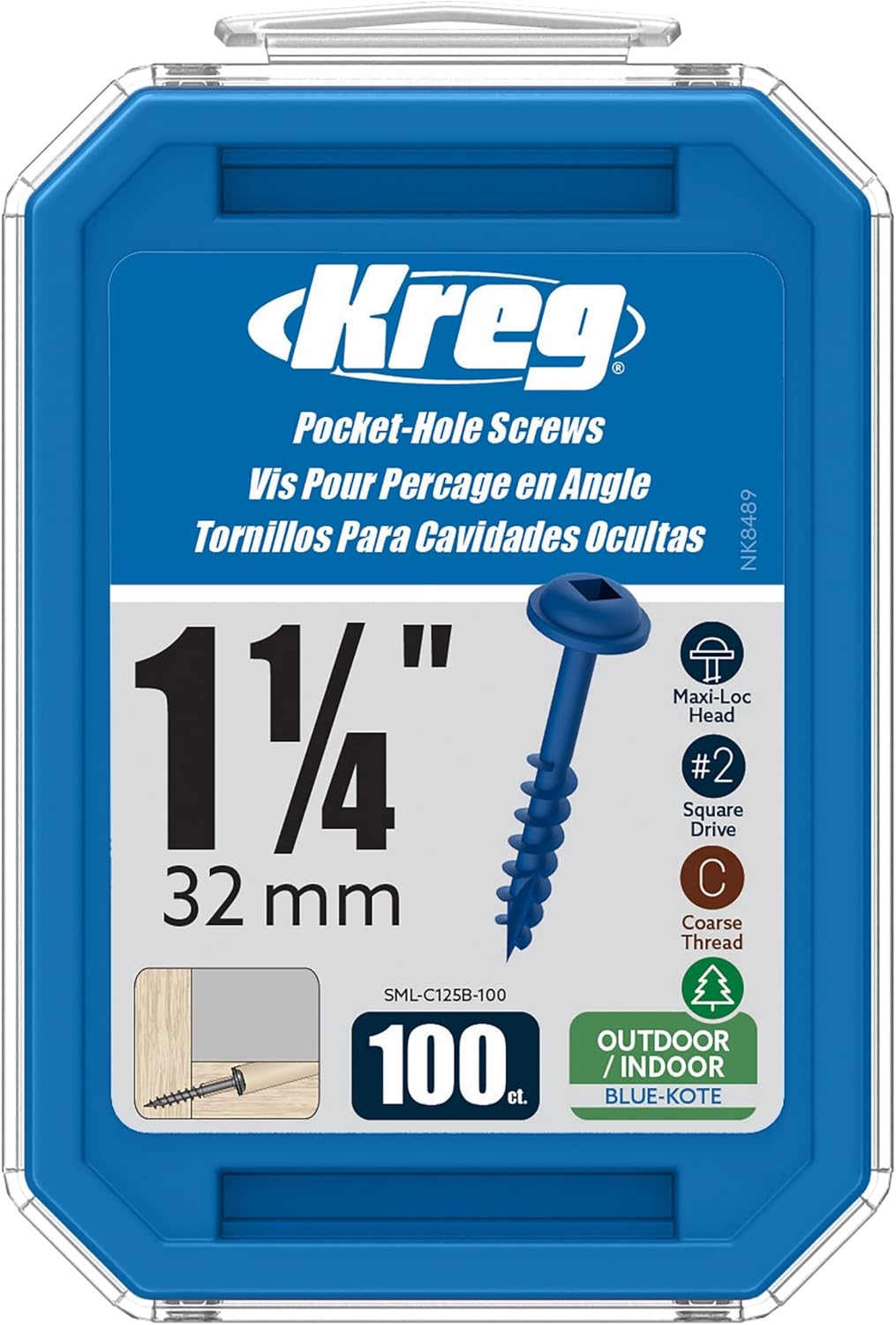 Kreg Blue-Kote™ Pocket-Hole Screws 3.8 cm - 100 Pack