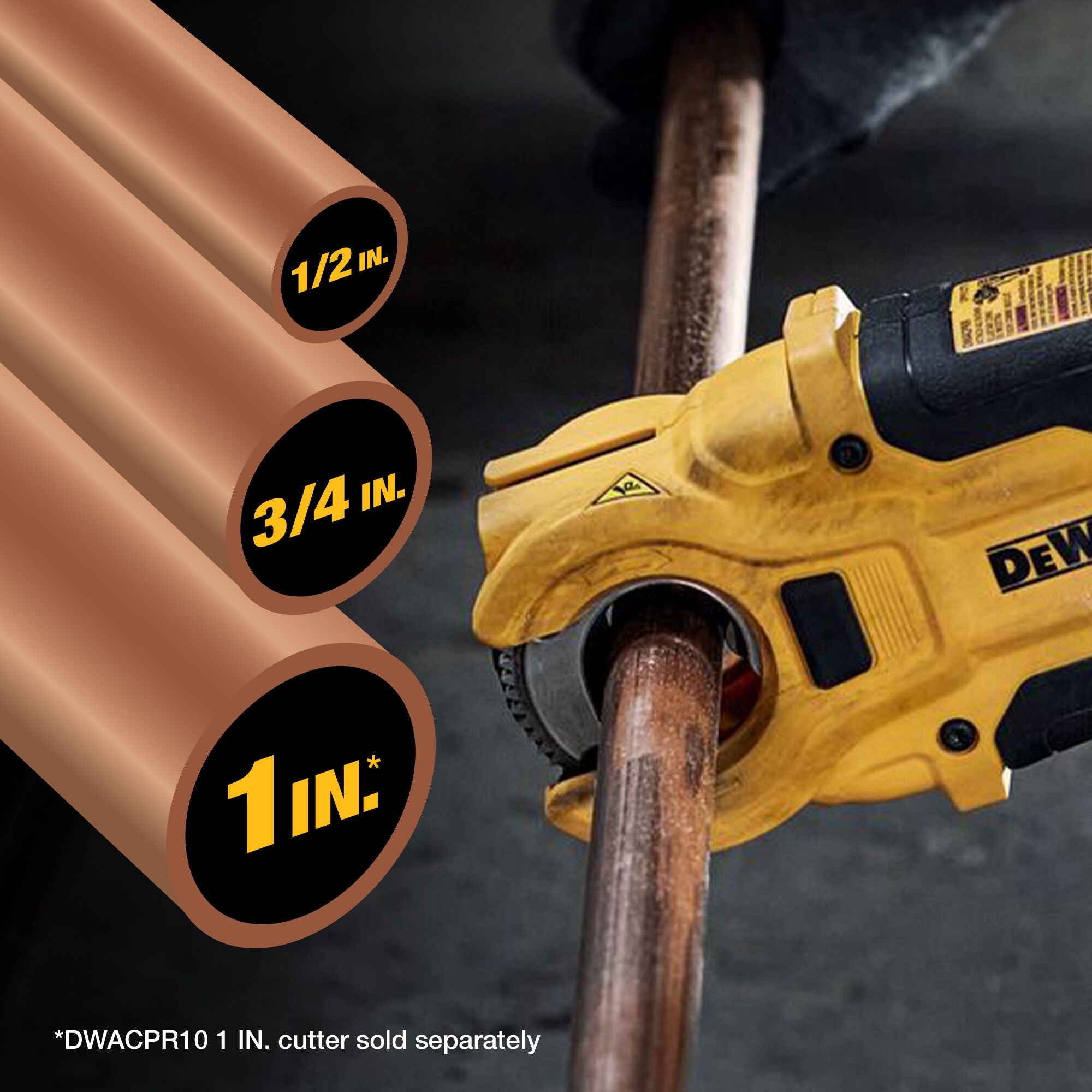 Dewalt Impact Ready Copper Tubing Cutter with Brace Bracket (Coupeur de tubes en cuivre prêt à l'emploi avec support)