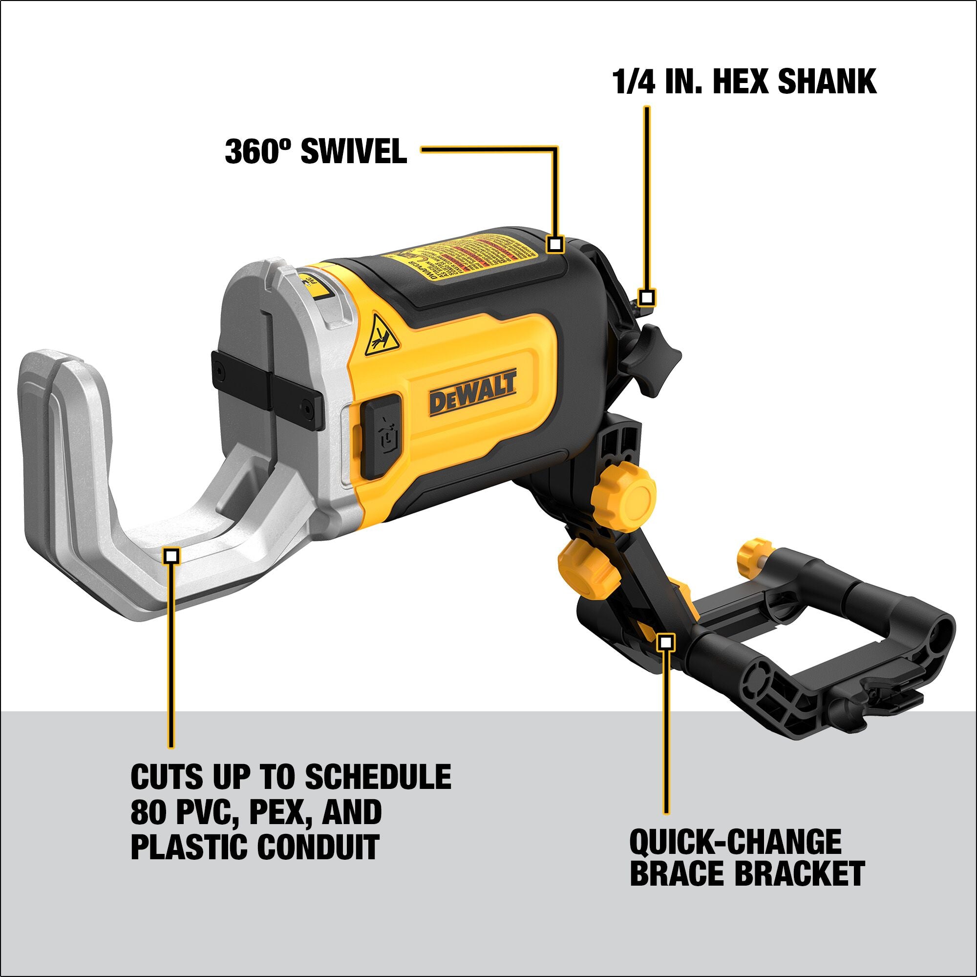 Dewalt Impact Ready PVC Cutter with Brace Bracket