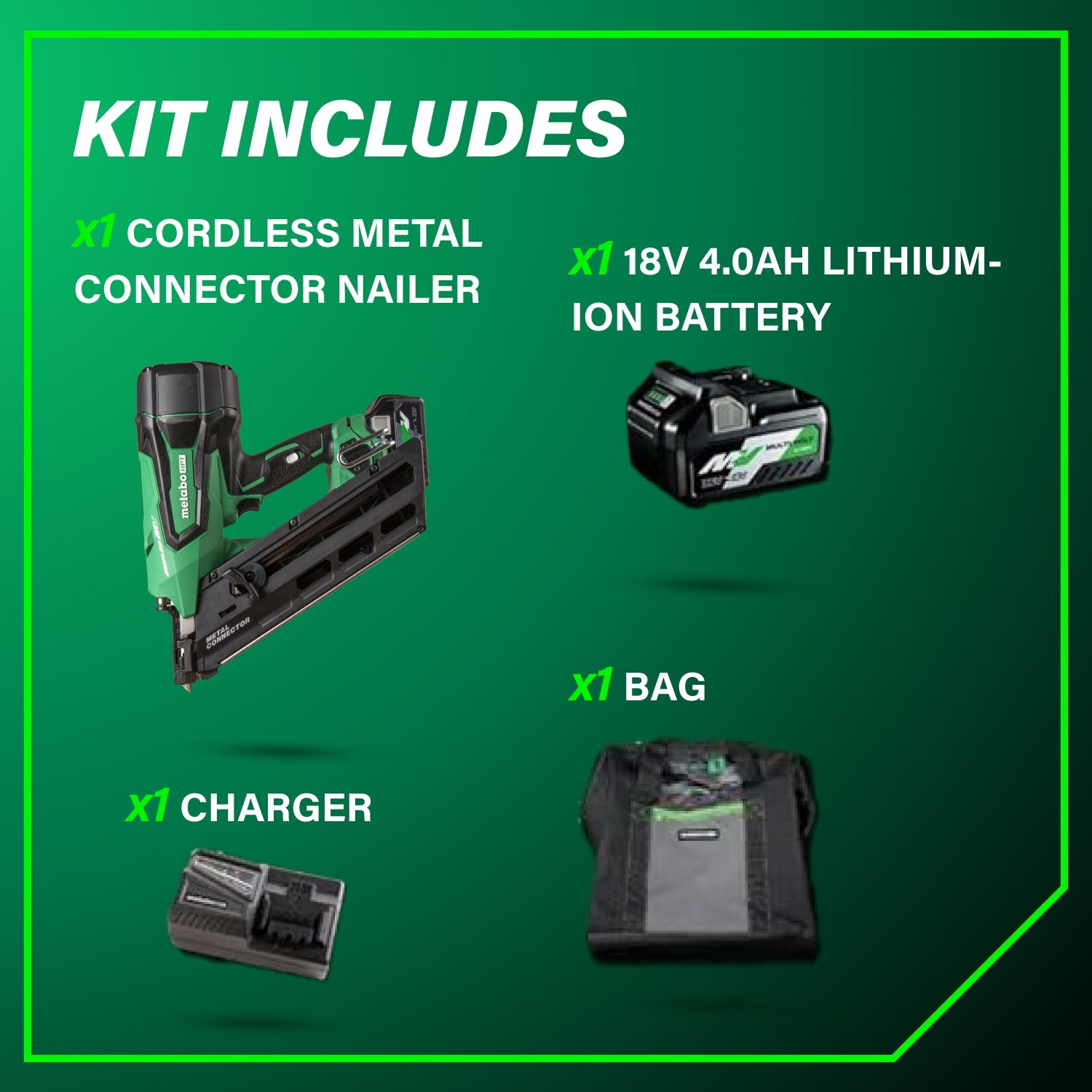 Metabo HPT 36V MultiVolt Cordless Metal Connector Nailer Kit