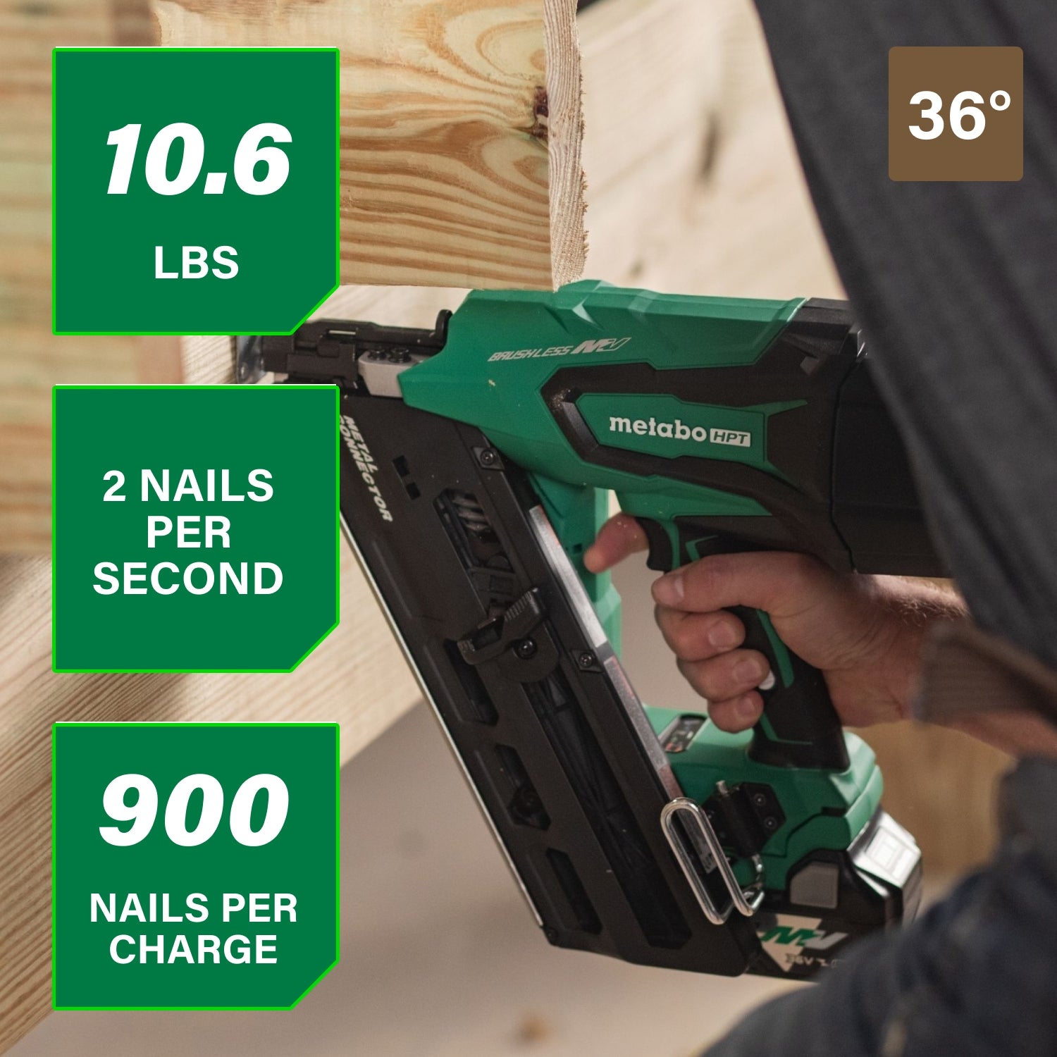 Metabo HPT 36V MultiVolt Cordless Metal Connector Nailer Kit