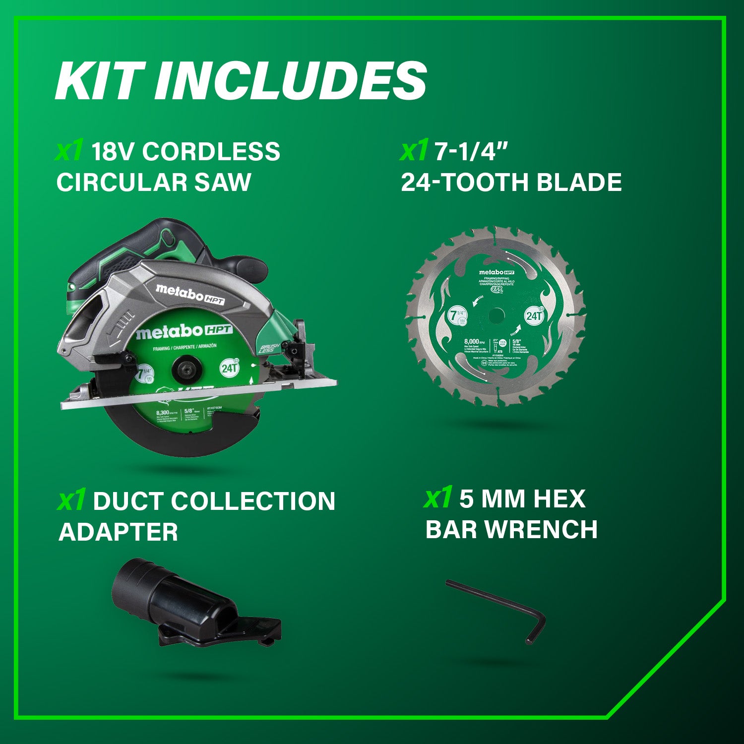 Metabo HPT 18V MultiVolt Scie circulaire sans fil avec lame 7 1/4