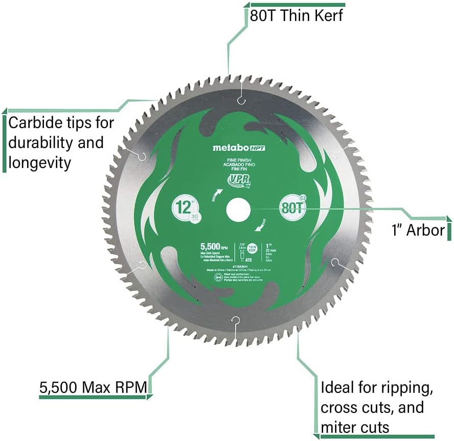 Metabo HPT 12" 80T Fine Finish Miter Saw Blade