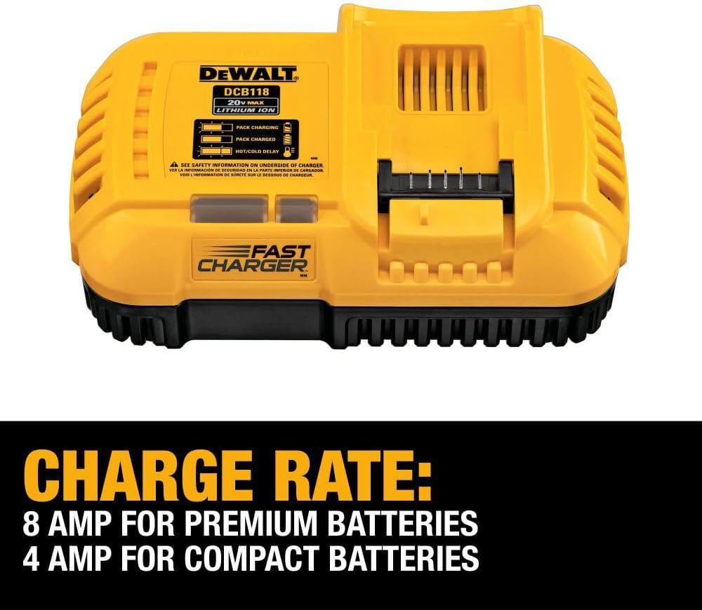 Chargeur de batterie rapide Dewalt 20V 60V Max Lithium-Ion refroidi par ventilateur