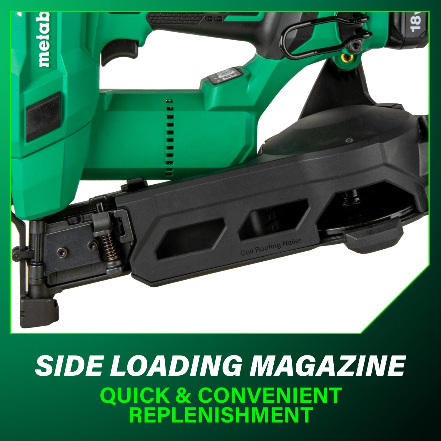 Metabo 18V MultiVolt Brushless 1 3/4" Coil Roofing Nailer