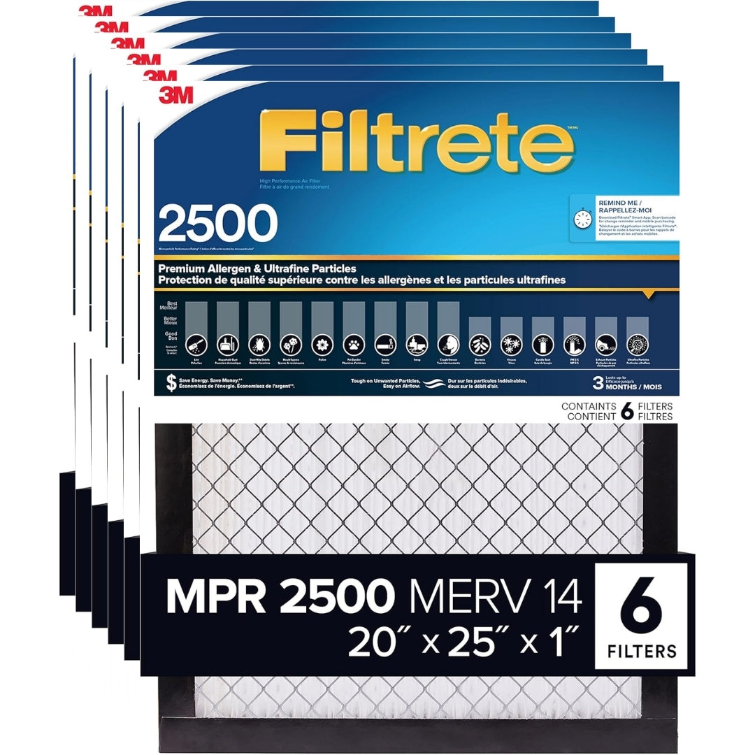 Filtre de four Filtrete 20 x 25 x 1 MPR2500 - Pack de 6