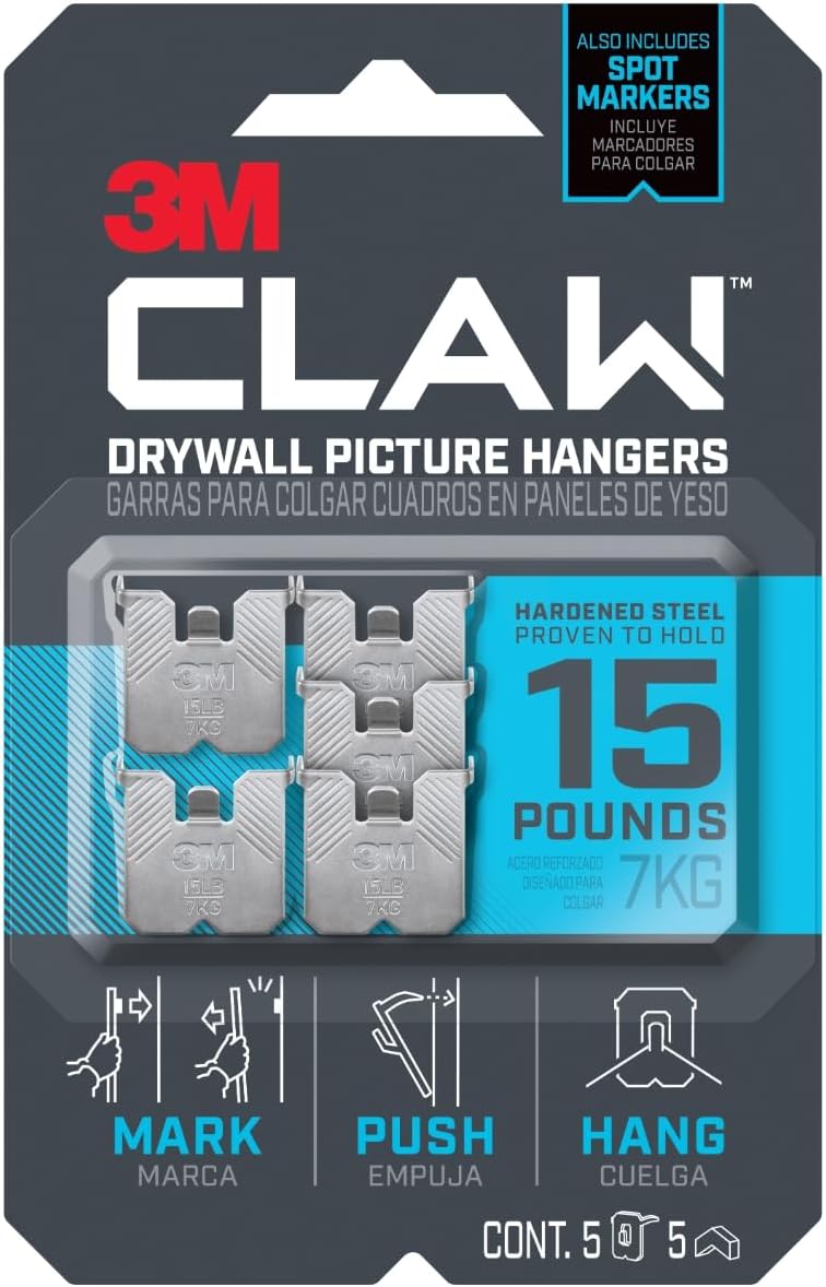 3M Claw Drywall Picture Hanger Holds 15Lbs - 5 Markers