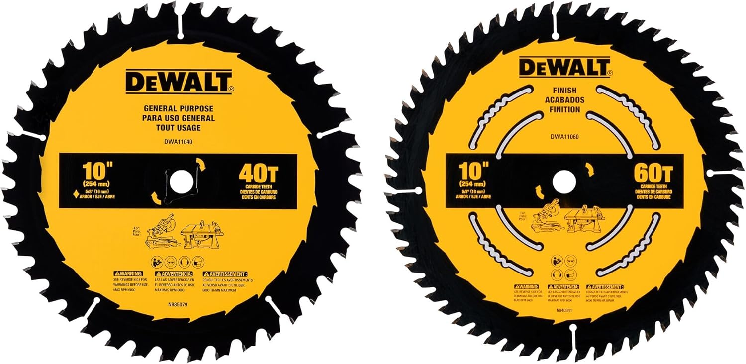 Dewalt 10" 40T - 60T lame de scie Combo Pack