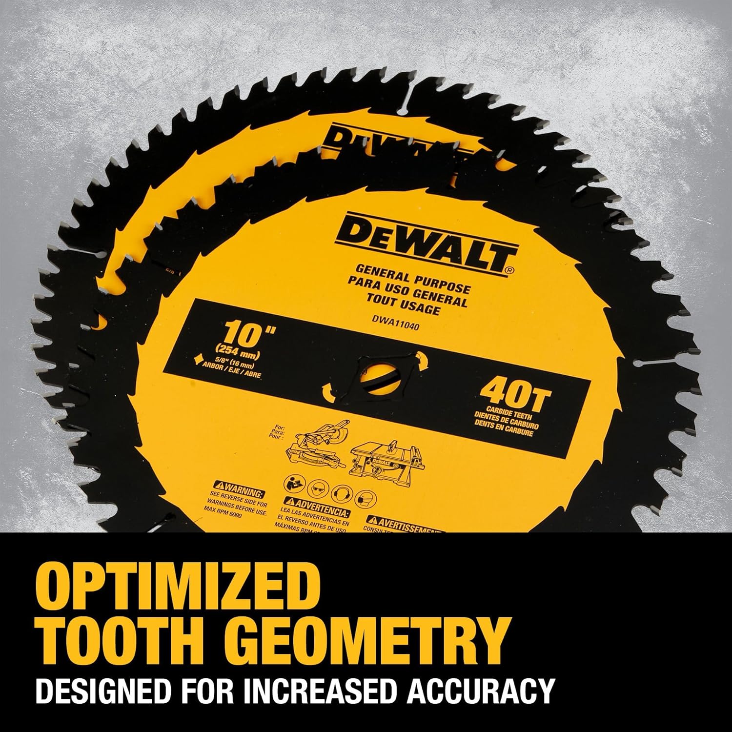 Dewalt 10" 40T - 60T lame de scie Combo Pack