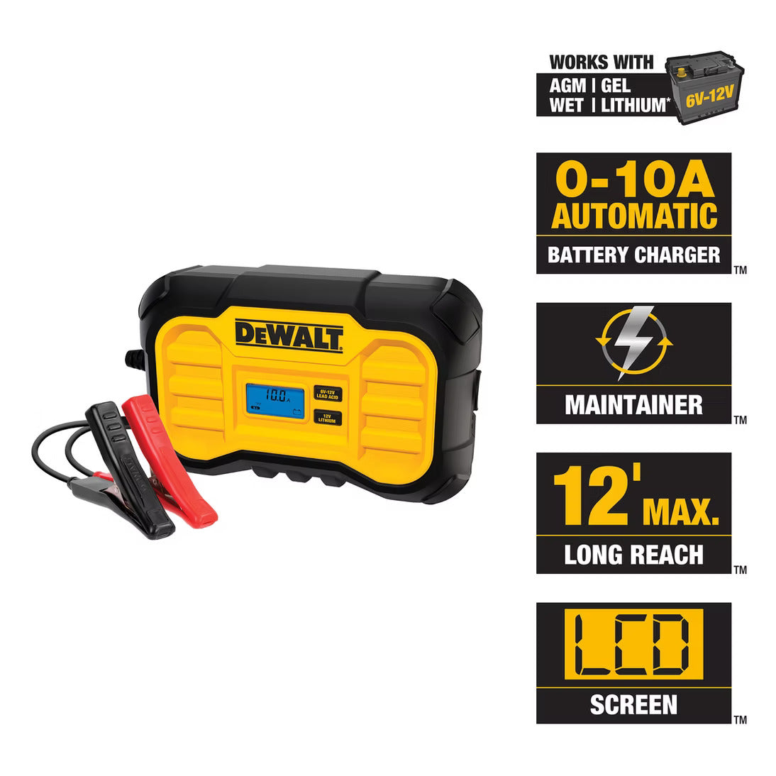 Dewalt Professional 10 Amp Battery Charger with Battery Maintainer