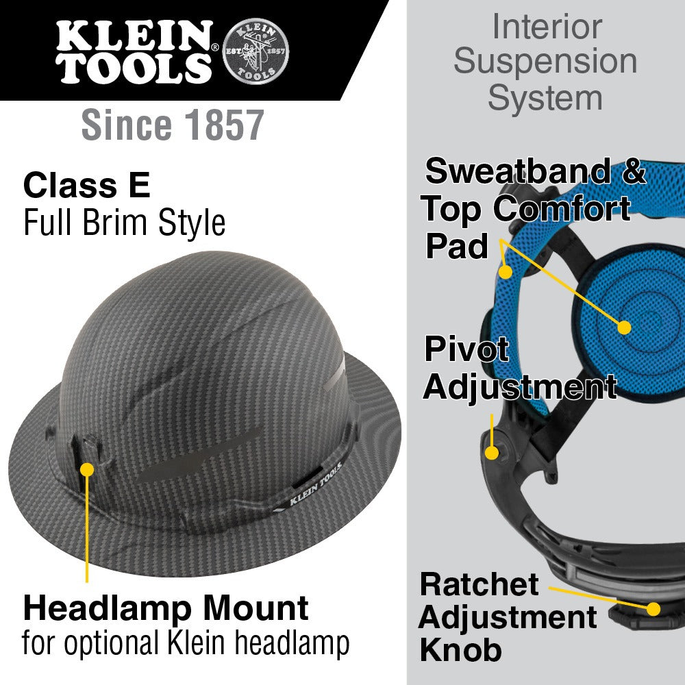 Klein Tools Hard Hat Tested Up to 20kV Non-Vented Full Brim