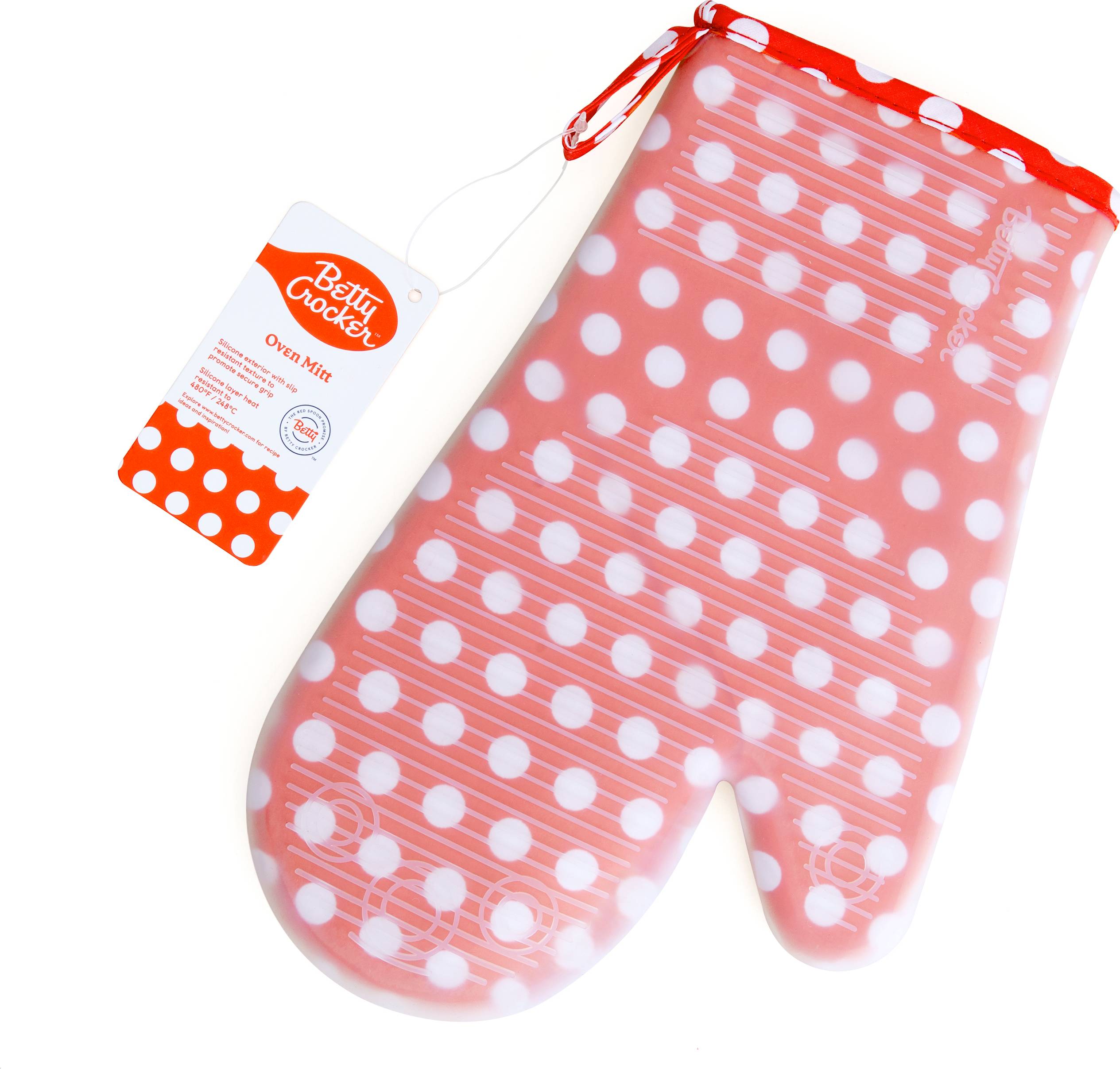 Betty Crocker 728663 11.75" Oven Mitt with Red & White Poka Dots