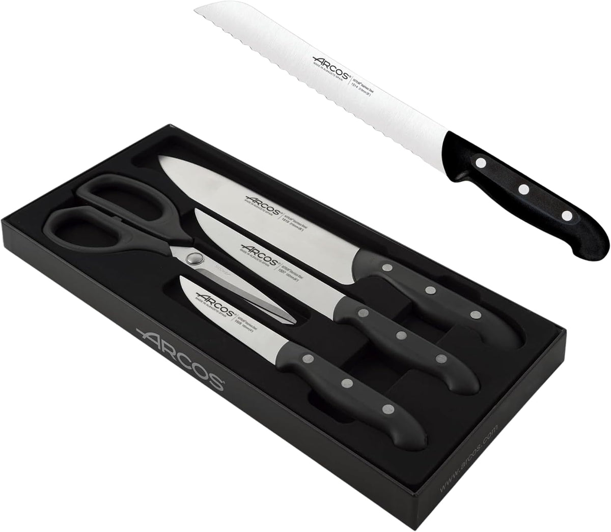 Ensemble de couteaux de cuisine de chef Arcos - 4 couteaux et 1 ciseau