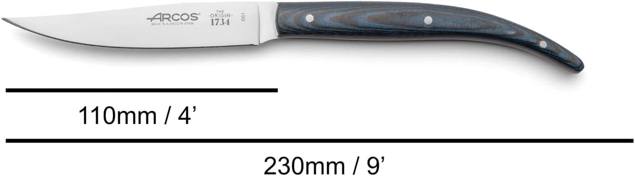 Arcos The Origin Steak Knives & Forks Set Blue Micarta Handles - 8 Pcs