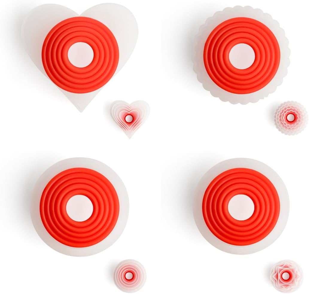 Betty Crocker Hearts Geometric Fluted & Circles Cookie Cutter - Bundle